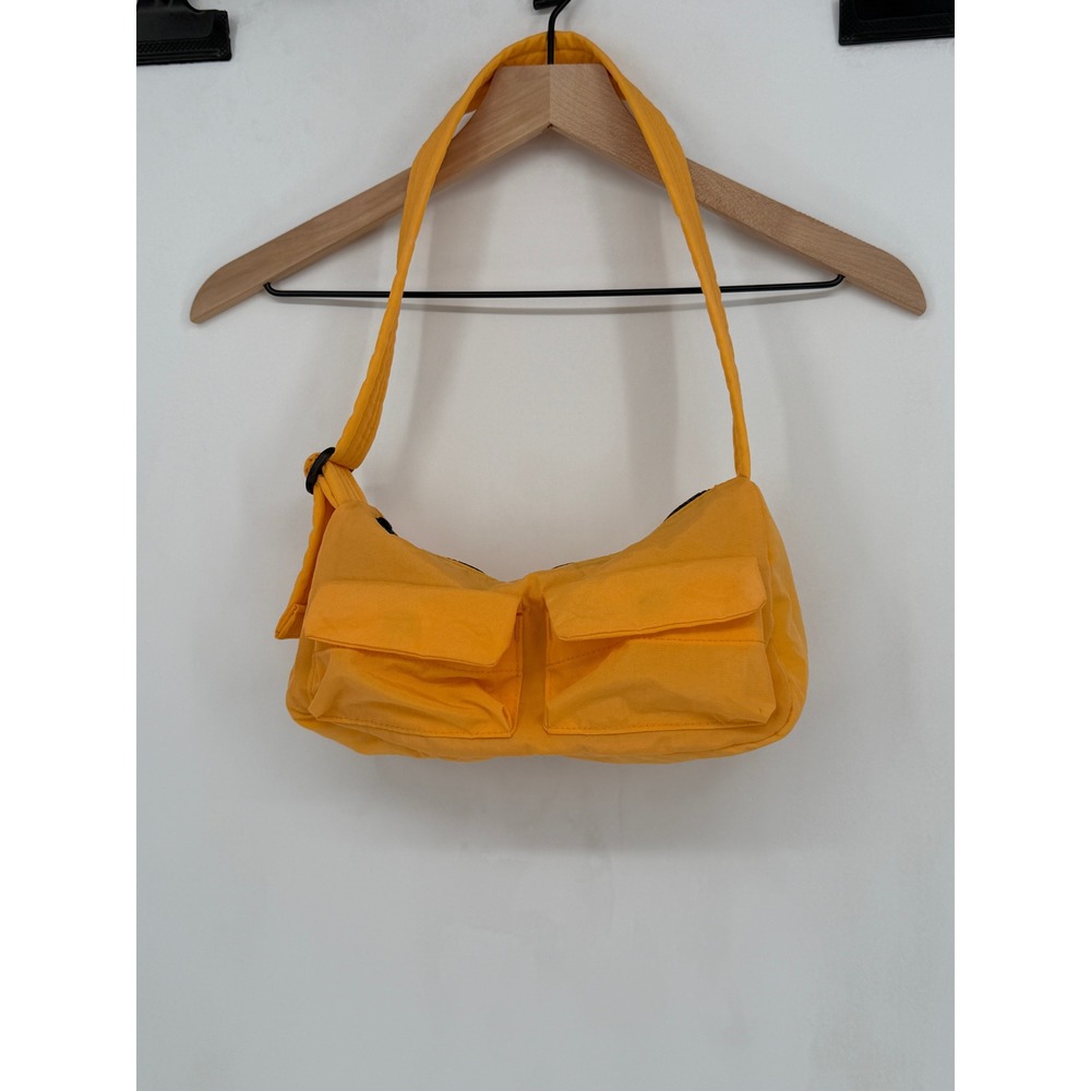 BAGGU Cargo Shoulder Bag Women Small Orange Nylon Cargo Pockets Gorpcore